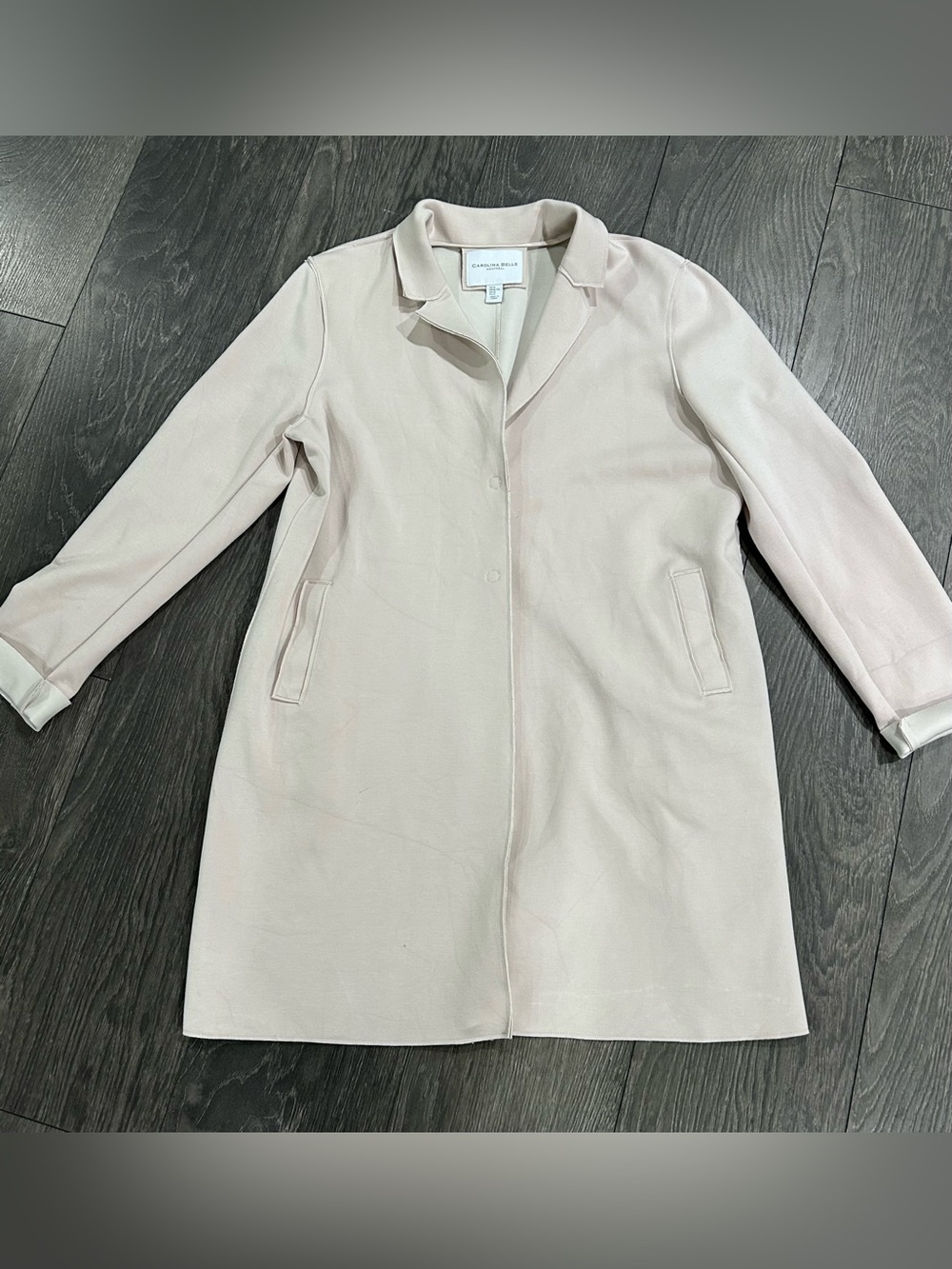 Carolina Belle Montreal Beige Off White Long Jacket Cardigan Over Coat Snap XL